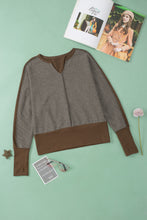 Load image into Gallery viewer, Color Block Notched Long Sleeve Blouse
