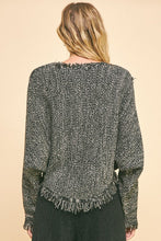 Load image into Gallery viewer, Davi &amp; Dani Fringe Hem Overlapping Asymmetrical Crop Sweater
