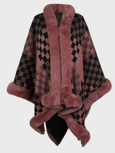 Load image into Gallery viewer, Fuzzy Checkered Long Sleeve Poncho
