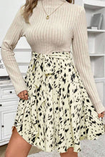 Load image into Gallery viewer, Printed Tie Waist Mock Neck Long Sleeve Dress
