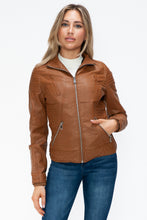Load image into Gallery viewer, YMI Faux Layered Double-Zipper Jacket with Fuzzy Hood
