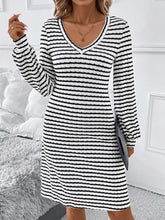 Load image into Gallery viewer, Striped V-Neck Long Sleeve Dress
