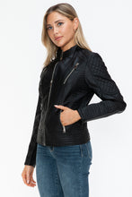 Load image into Gallery viewer, Snobbish Faux Leather Zip Up Mock Neck Jacket
