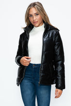Load image into Gallery viewer, How Dare U Pocketed Zip Up Puffer Jacket with Removable Hood
