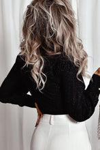 Load image into Gallery viewer, Glitter Surplice Long Sleeve Blouse
