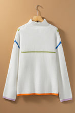 Load image into Gallery viewer, Contrast Half Zip Drop Shoulder Sweater
