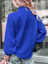 Load image into Gallery viewer, Smocked Frill Mock Neck Long Sleeve Blouse

