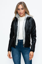 Load image into Gallery viewer, YMI Faux Layered Double-Zipper Jacket with Fuzzy Hood
