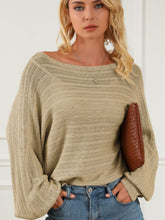 Load image into Gallery viewer, Eyelet Boat Neck Long Sleeve Knit Top

