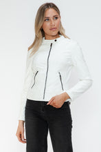 Load image into Gallery viewer, Snobbish Faux Leather Zip Up Drawstring Hooded Jacket
