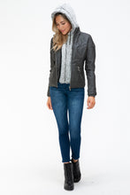 Load image into Gallery viewer, YMI Faux Layered Double-Zipper Jacket with Fuzzy Hood
