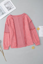 Load image into Gallery viewer, Waffle-Knit Round Neck Long Sleeve Sweatshirt
