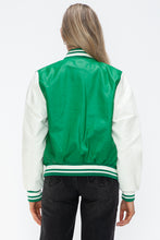 Load image into Gallery viewer, Love Me Now PU Leather Contrast Snap Down Bomber Jacket
