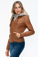 Load image into Gallery viewer, YMI Faux Layered Double-Zipper Jacket with Fuzzy Hood
