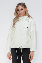 Load image into Gallery viewer, How Dare U Drawstring Hem PU Leather Zip Up Jacket
