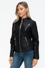 Load image into Gallery viewer, Snobbish Faux Leather Zip Up Mock Neck Jacket
