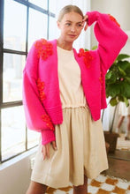 Load image into Gallery viewer, Davi &amp; Dani Floral Applique Open Front Drop Shoulder Cardigan
