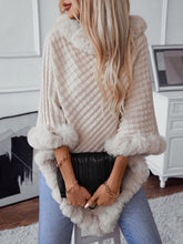 Load image into Gallery viewer, Fuzzy Trim Texture Three-Quarter Sleeve Poncho

