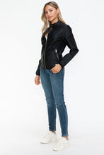 Load image into Gallery viewer, Snobbish Faux Leather Biker Jacket with Side Zip Pockets
