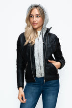 Load image into Gallery viewer, YMI Faux Layered Double-Zipper Jacket with Fuzzy Hood

