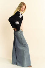 Load image into Gallery viewer, Davi &amp; Dani Floral Applique Open Front Dropped Shoulder Cardigan
