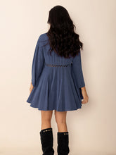 Load image into Gallery viewer, Cutout Johnny Collar Long Sleeve Mini Dress
