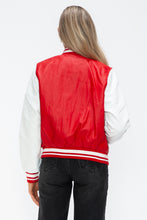 Load image into Gallery viewer, Love Me Now PU Leather Contrast Snap Down Bomber Jacket
