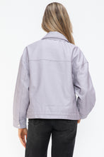 Load image into Gallery viewer, How Dare U Drawstring Hem PU Leather Zip Up Jacket
