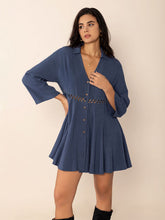 Load image into Gallery viewer, Cutout Johnny Collar Long Sleeve Mini Dress
