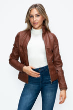 Load image into Gallery viewer, YMI Faux Layered Double-Zipper Jacket with Fuzzy Hood
