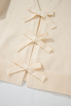 Load image into Gallery viewer, Bowknot Front V Neck Long Sleeve Cardigan
