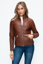 Load image into Gallery viewer, YMI Faux Layered Double-Zipper Jacket with Fuzzy Hood
