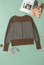 Load image into Gallery viewer, Color Block Notched Long Sleeve Blouse
