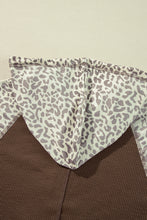 Load image into Gallery viewer, Leopard Ribbed Patchwork Drawstring Hoodie
