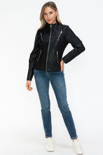 Load image into Gallery viewer, Snobbish Faux Leather Zip Up Mock Neck Jacket
