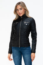 Load image into Gallery viewer, YMI Removable Faux Layered Multi-Pocket Jacket with Fuzzy Hood
