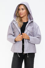 Load image into Gallery viewer, How Dare U Drawstring Hem PU Leather Zip Up Jacket
