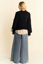 Load image into Gallery viewer, Davi &amp; Dani Floral Applique Open Front Dropped Shoulder Cardigan
