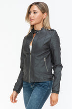 Load image into Gallery viewer, Snobbish PU Leather Biker Jacket with Side Zip Pockets
