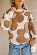 Load image into Gallery viewer, Contrast Flower Mock Neck Long Sleeve Sweater
