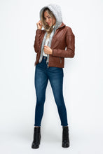Load image into Gallery viewer, YMI Faux Layered Double-Zipper Jacket with Fuzzy Hood
