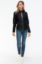 Load image into Gallery viewer, Snobbish Faux Leather Biker Jacket with Side Zip Pockets
