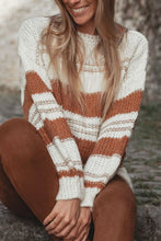 Load image into Gallery viewer, Striped Round Neck Dropped Shoulder Sweater
