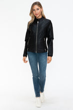 Load image into Gallery viewer, Snobbish Faux Leather Biker Jacket with Side Zip Pockets

