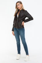 Load image into Gallery viewer, Snobbish Faux Leather Biker Jacket with Side Zip Pockets
