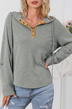 Load image into Gallery viewer, Drawstring Quarter Snap Long Sleeve Hoodie
