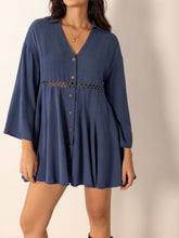 Load image into Gallery viewer, Cutout Johnny Collar Long Sleeve Mini Dress
