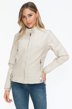Load image into Gallery viewer, Snobbish Faux Leather Biker Jacket with Side Zip Pockets
