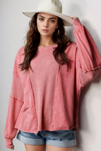 Load image into Gallery viewer, Waffle-Knit Round Neck Long Sleeve Sweatshirt
