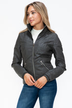 Load image into Gallery viewer, YMI Faux Layered Double-Zipper Jacket with Fuzzy Hood
